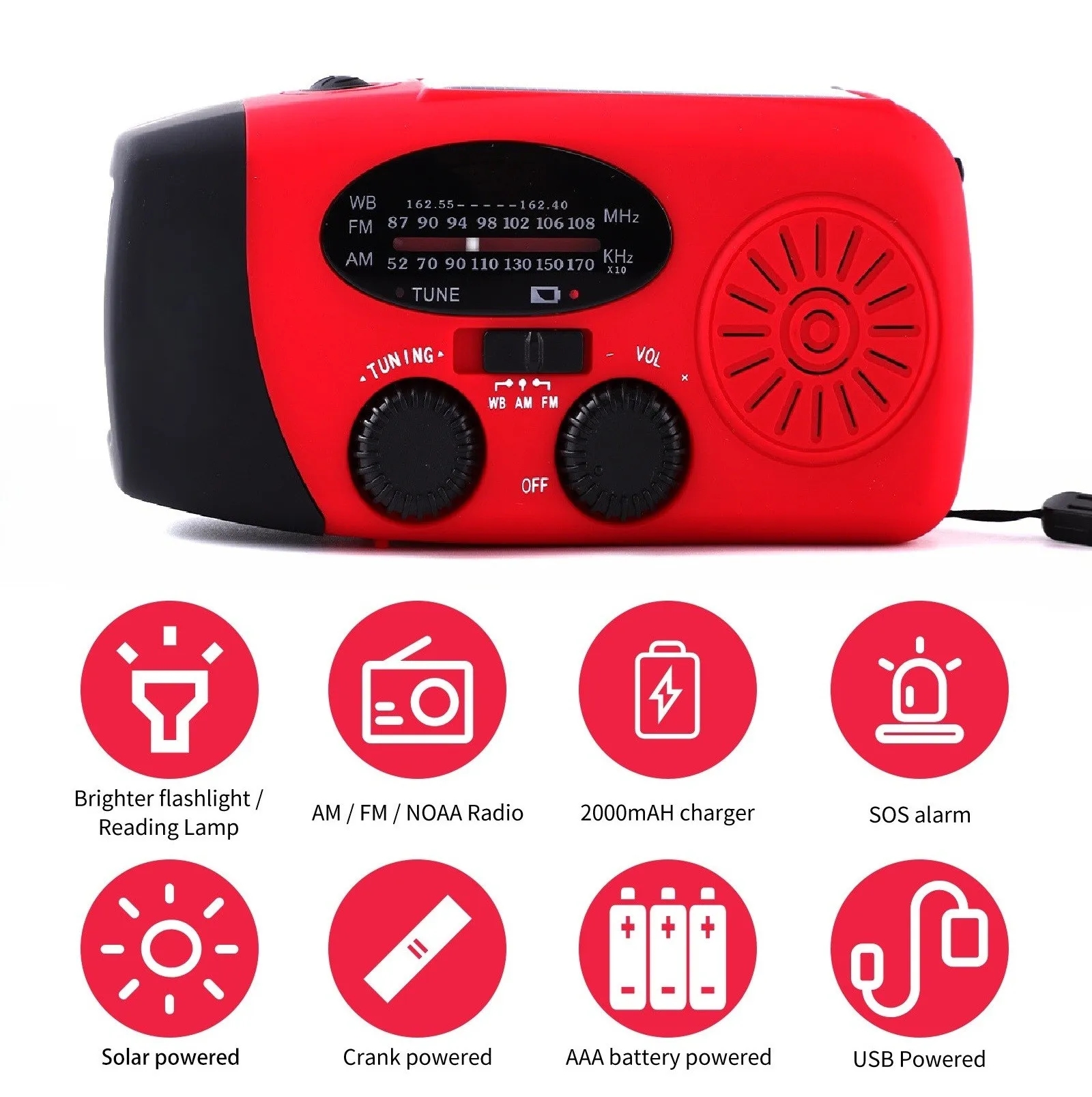 Emergency Hand Crank Dynamo Radio with USB Phone Charger 5