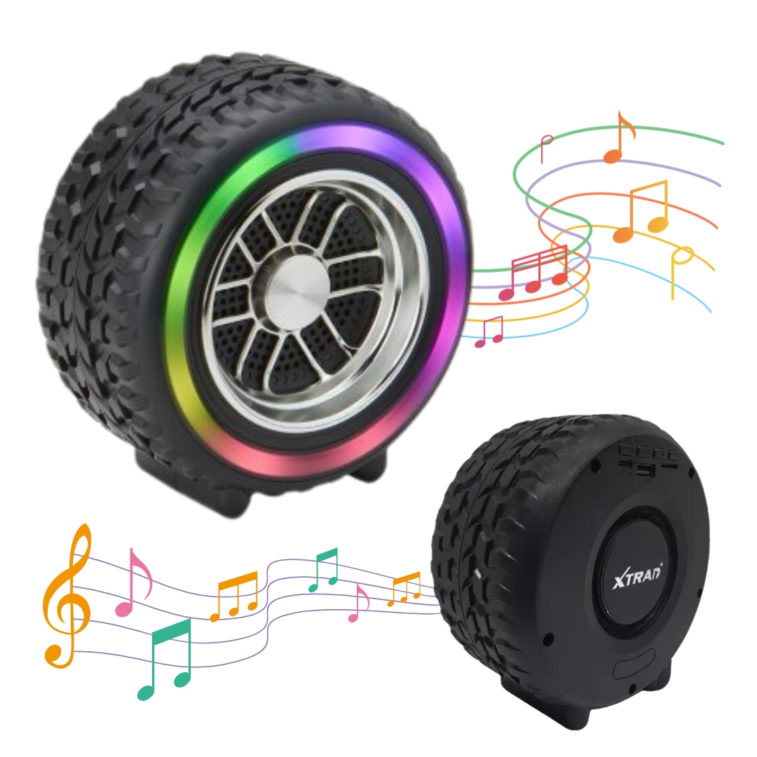 SonicWave Drive Tire-Shaped Bluetooth Speaker with LED Lights 5