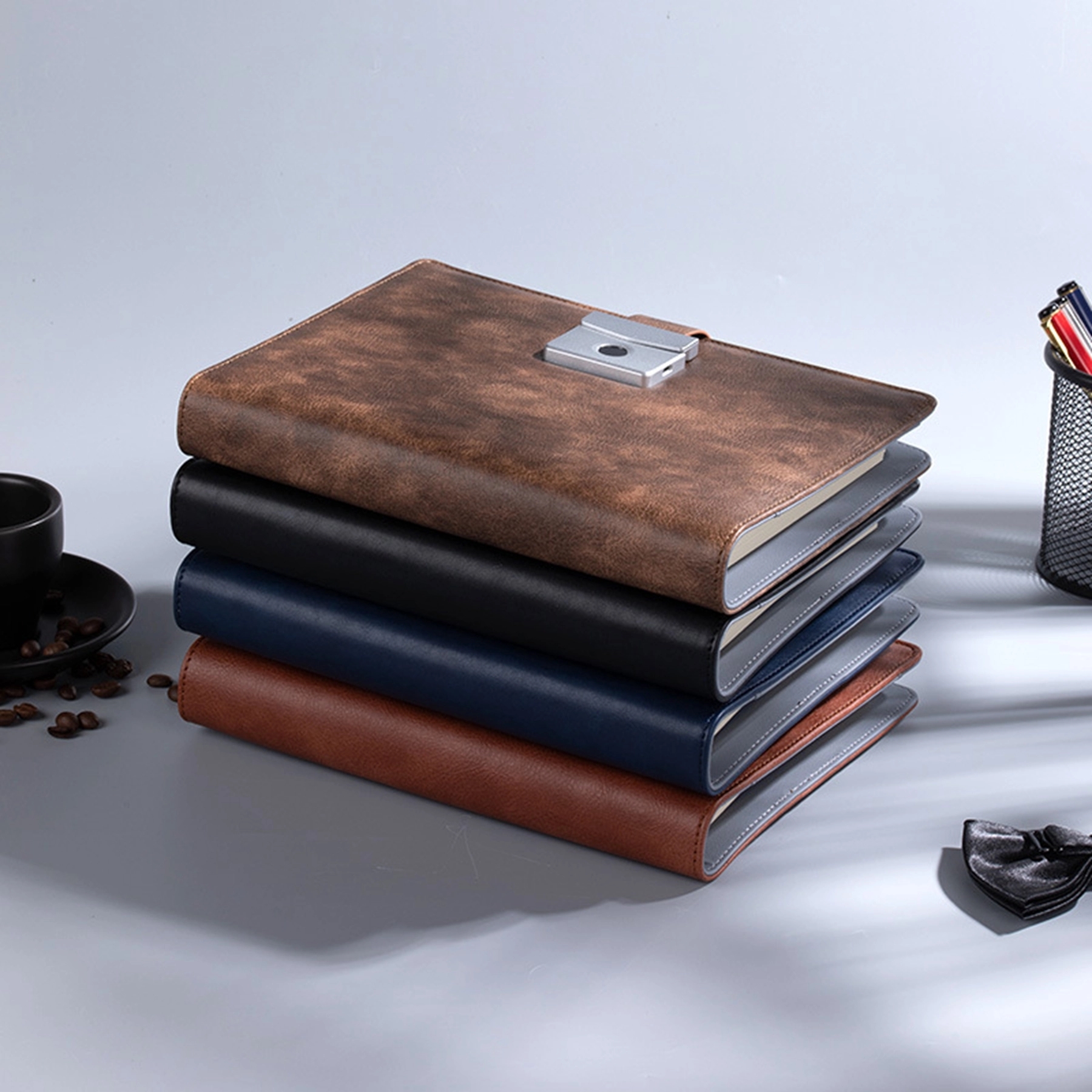 Fingerprint Lock A5 Notebook with Power Bank & USB Drive 2