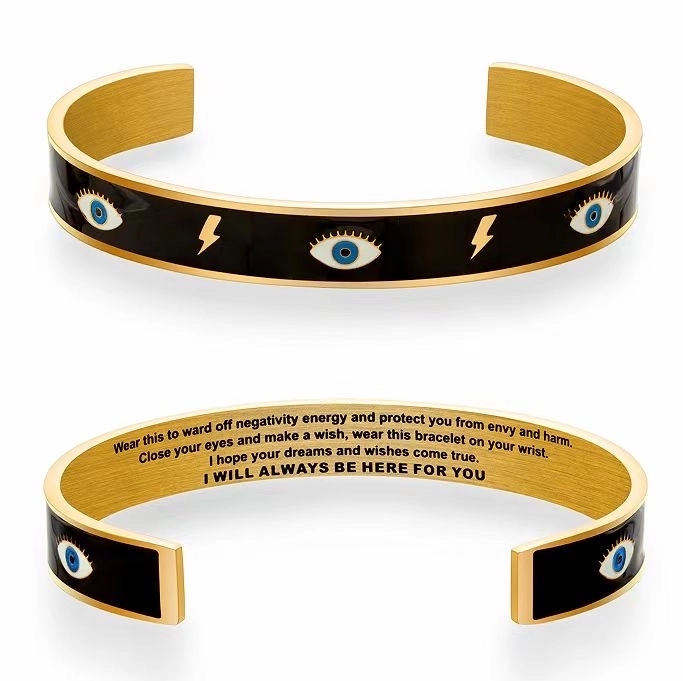 Custom Enamel Style 304 Stainless Steel Cuff Bangles 8