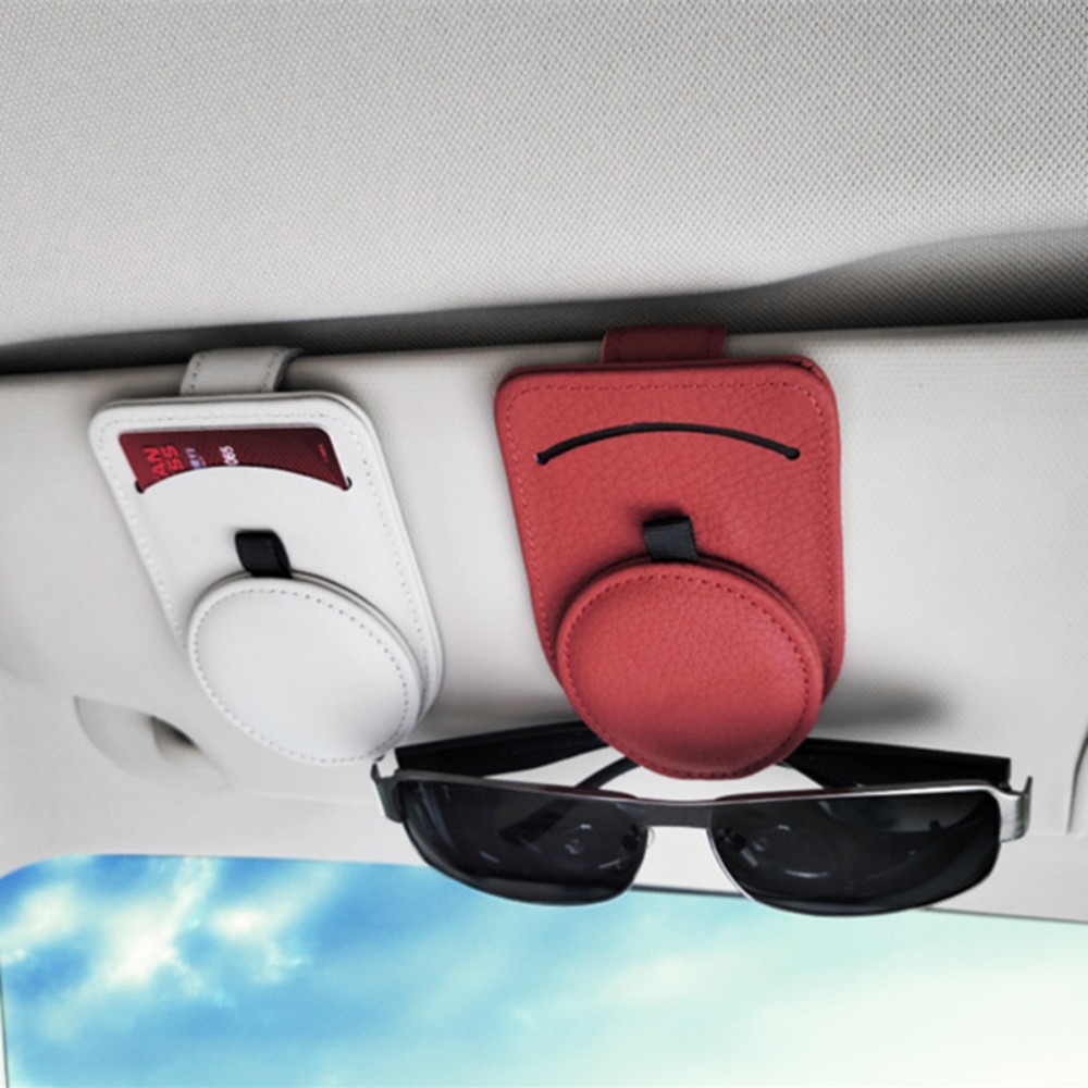 Leather Car Glasses Clip And Card Holder 3