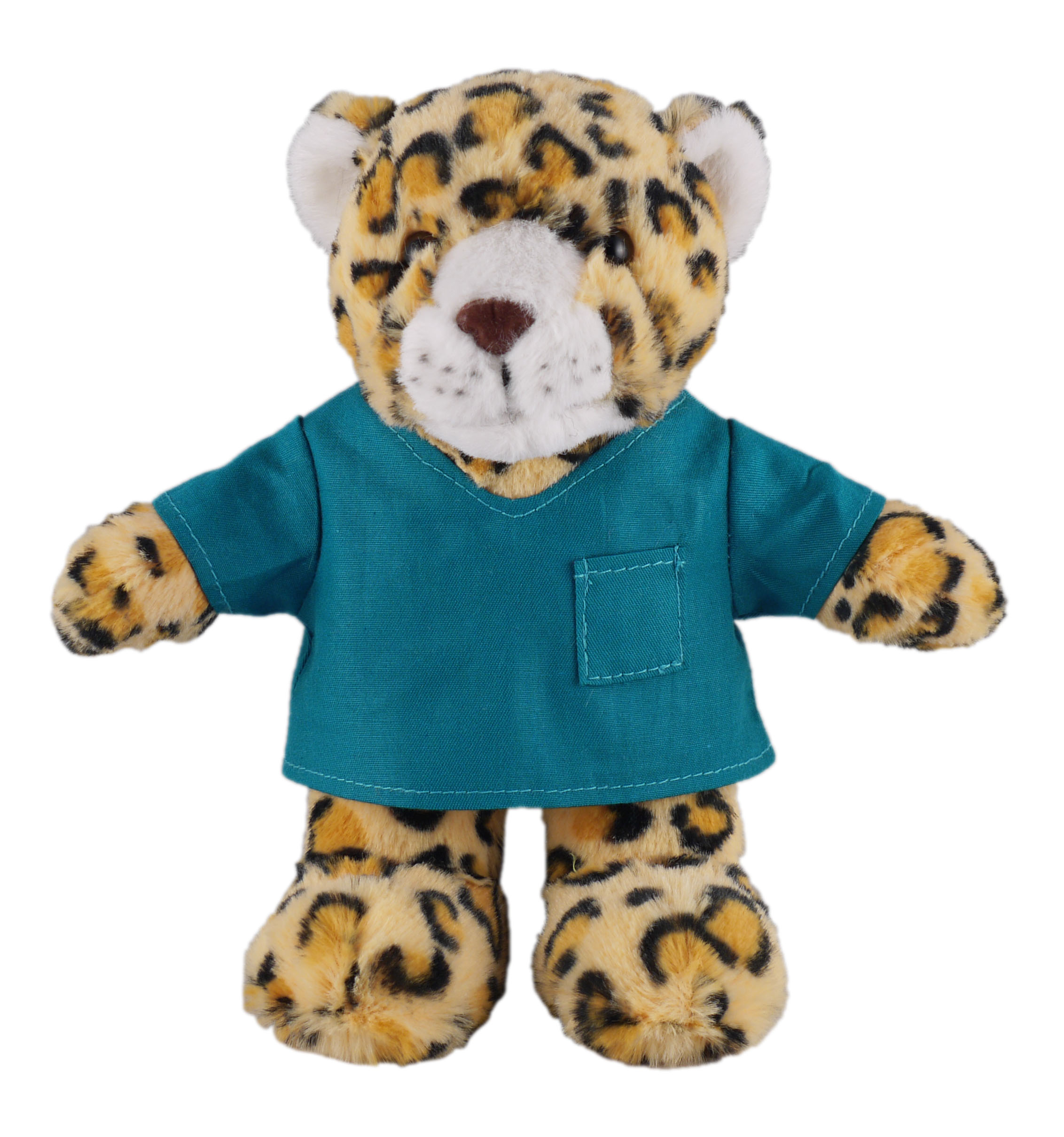 Soft Plush Stuffed Leopard in scrub shirt