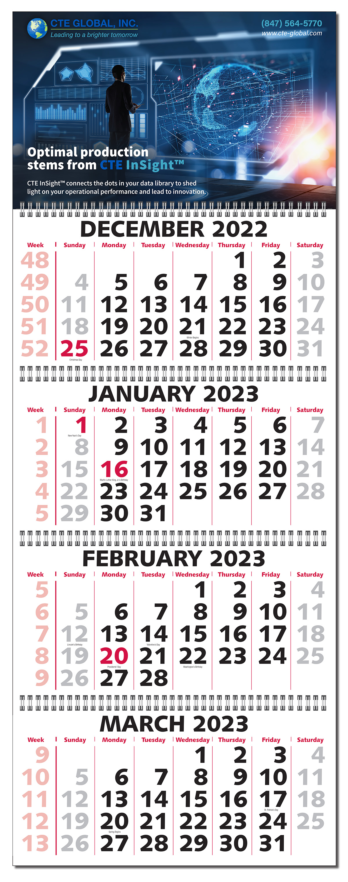 4 Month to View Wall Calendar