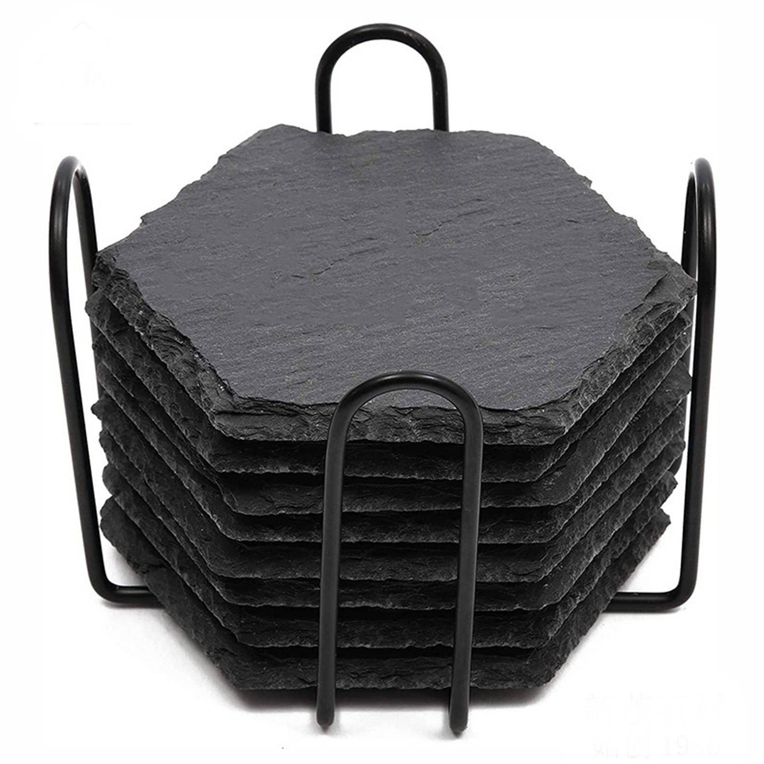 Black Slate Coaster with Wtorage Rack Kit 2