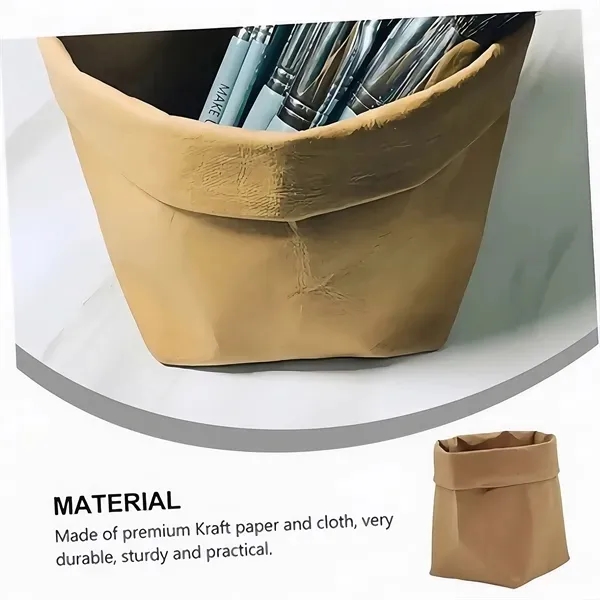 Reusable Kraft Paper Storage Bags - Eco-Friendly & Washable 1
