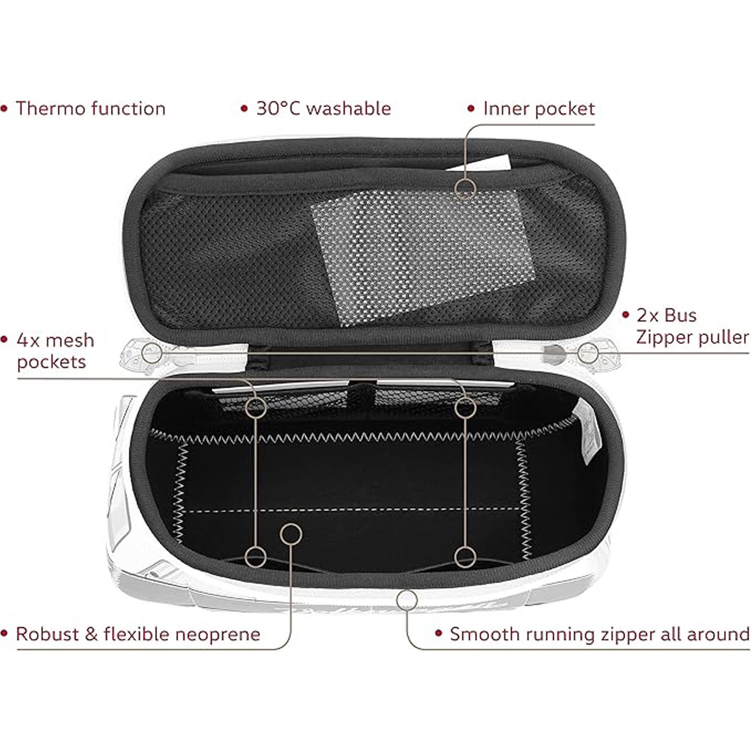 4.5L Neoprene Waterproof Pencil Case w/ Cartoon Car Design 10