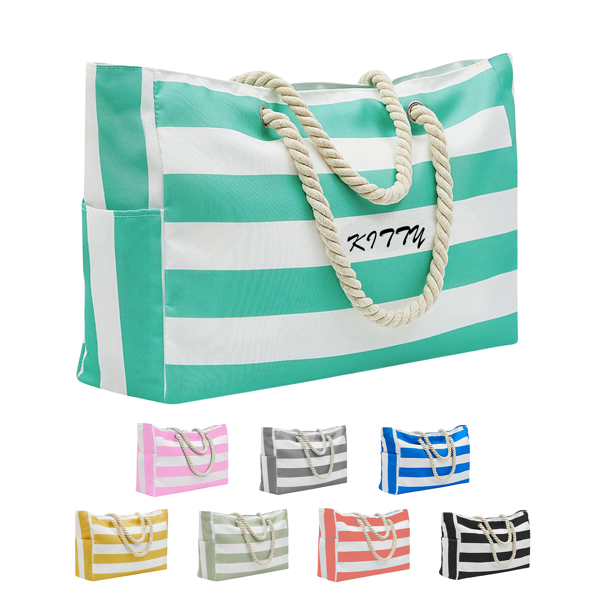 Striped Large-Capacity Travel Beach Bag