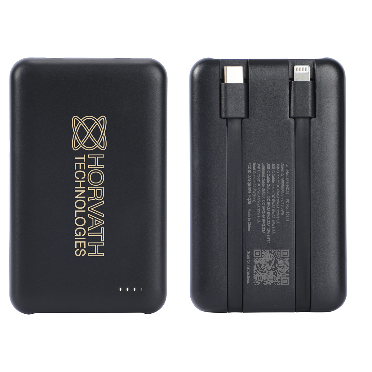 Marquis 5000mAh 20W PD Power Bank with Wireless Charger & Built-In Cables 3