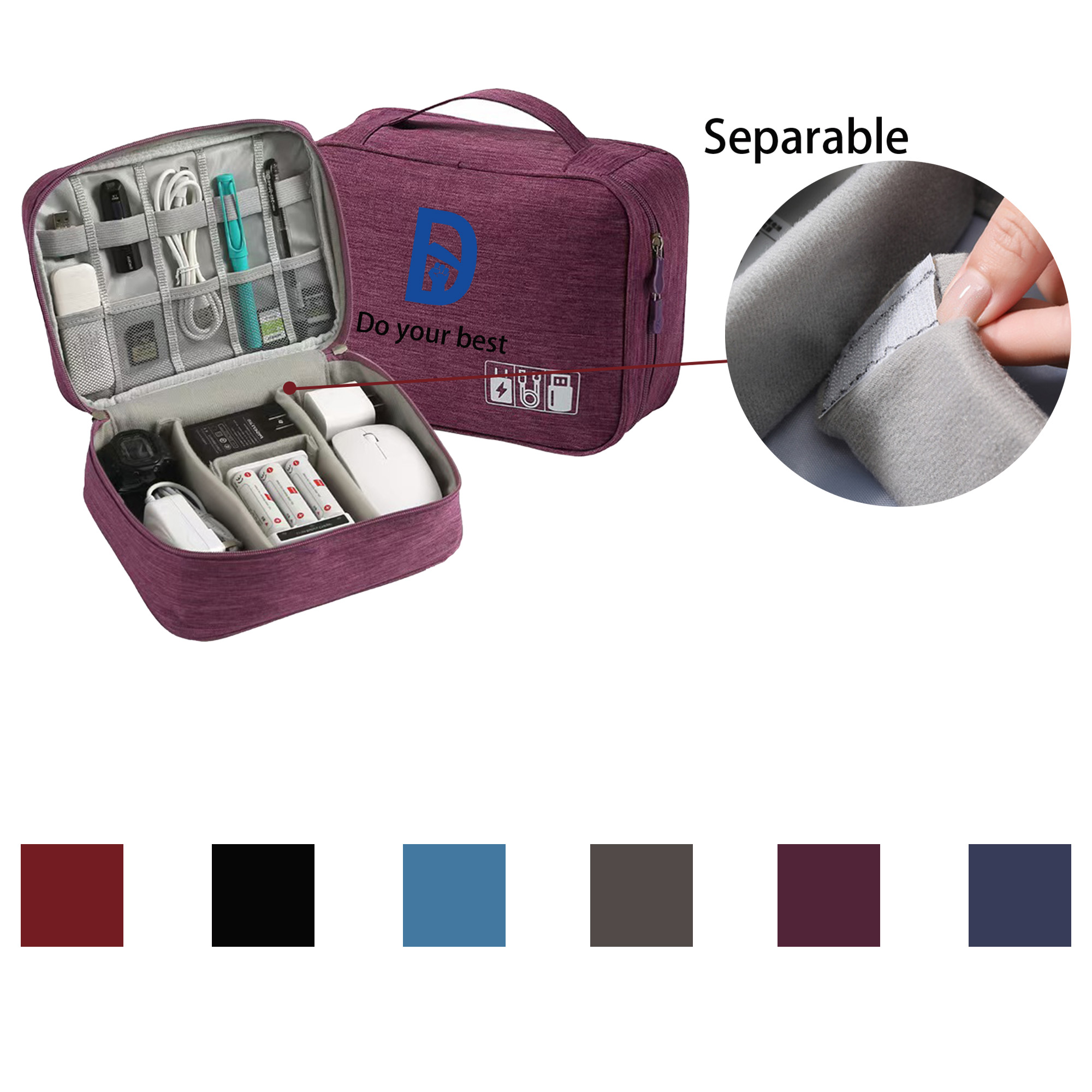 Full Color Double Layers Cable Organizer Storage Bag 3