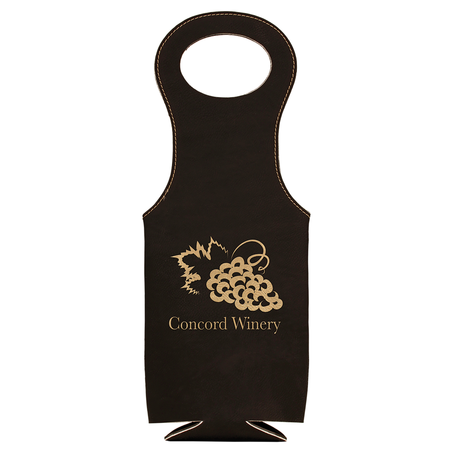 Black/Gold Leatherette Wine Bag 3