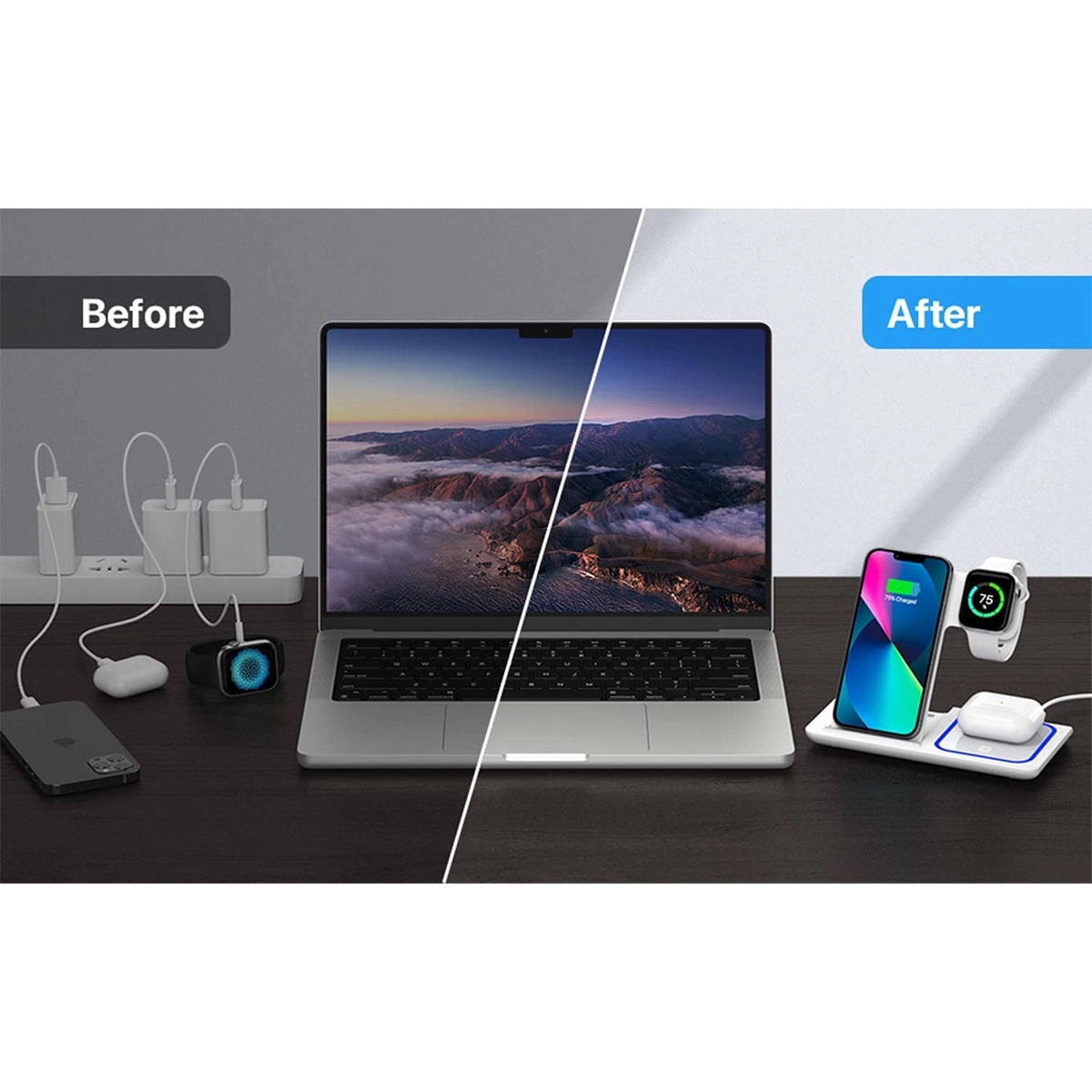 3 in 1 Custom Fast Wireless Charger Stand Charging Station 7