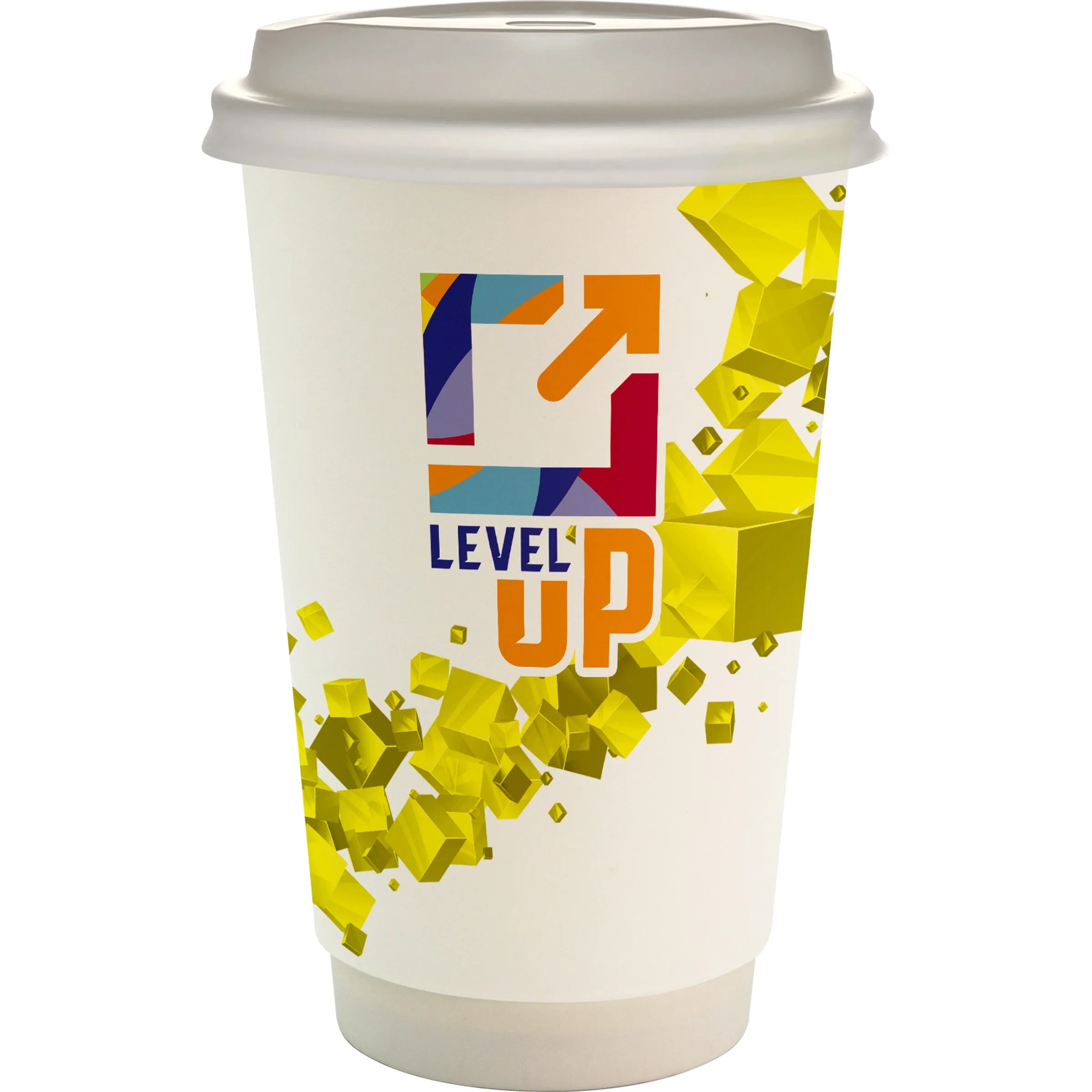 16 oz. Full Color Floating Cube Paper Cup With Lid 11