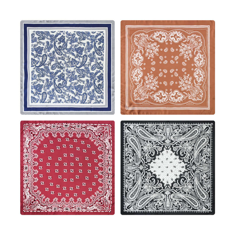 Custom Square Satin Head Scarves Satin Bandanas 7