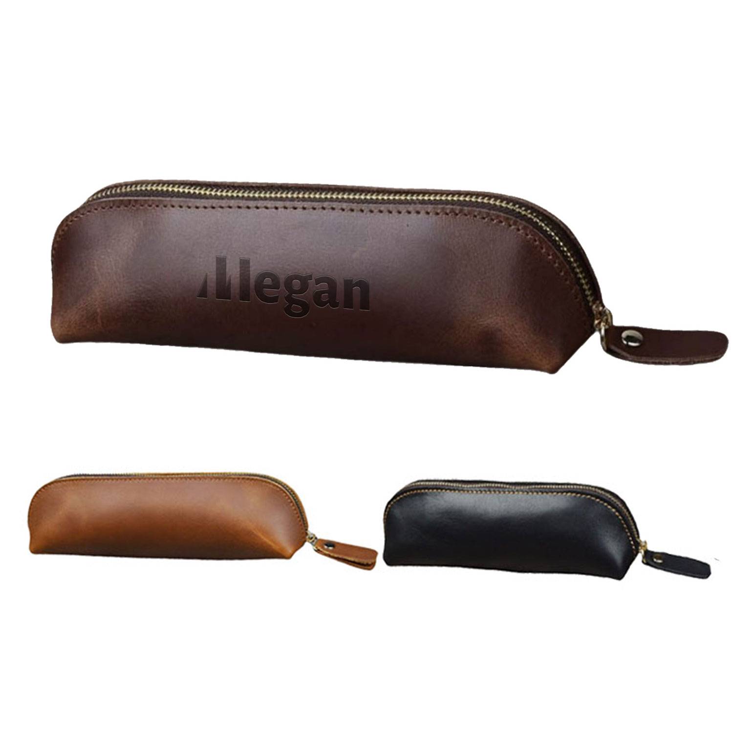 Crazy Horse Cow Handmade Leather Simple Stationery Pen Bag