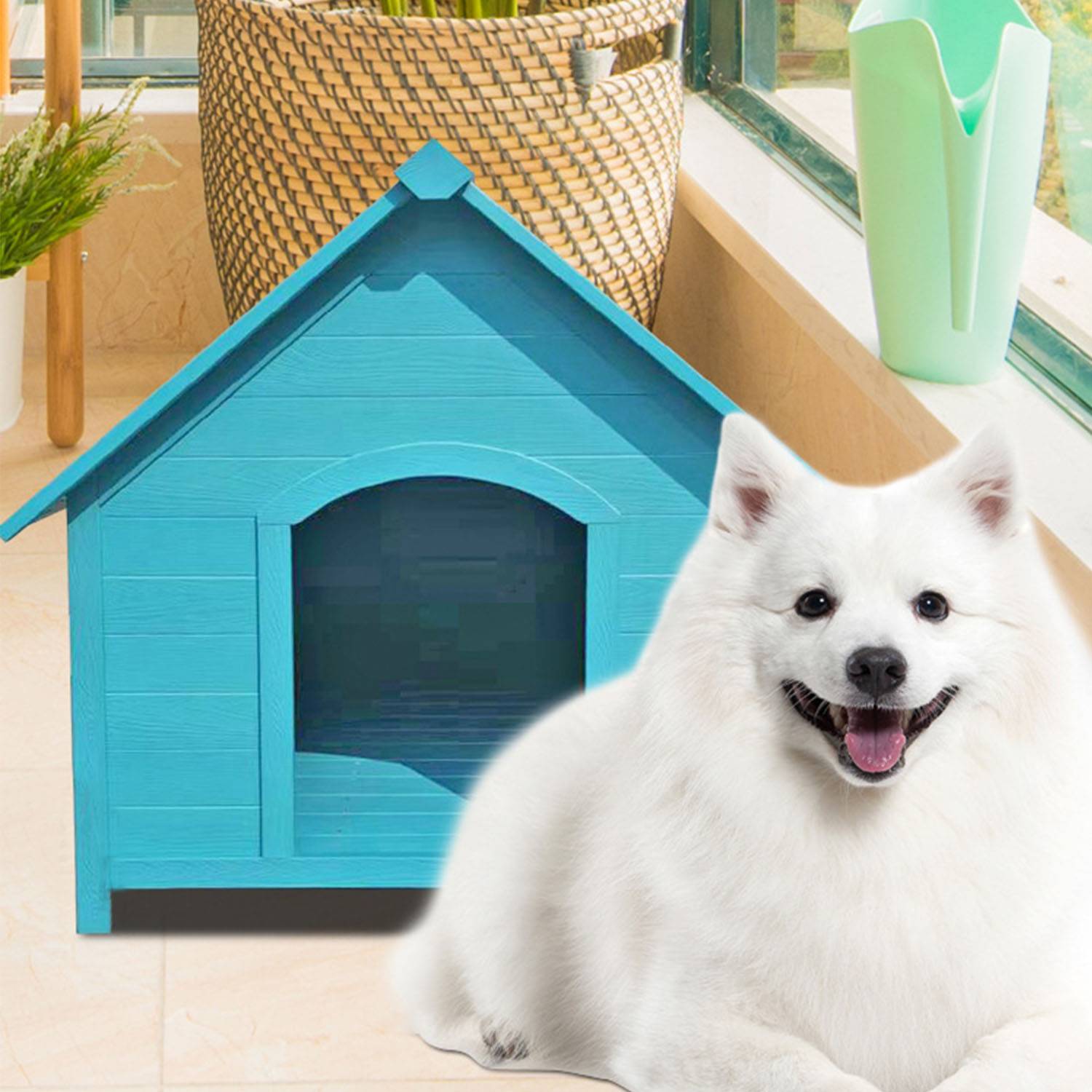 Imitative Wood Outdoor rainproof and sunproof pet house 4