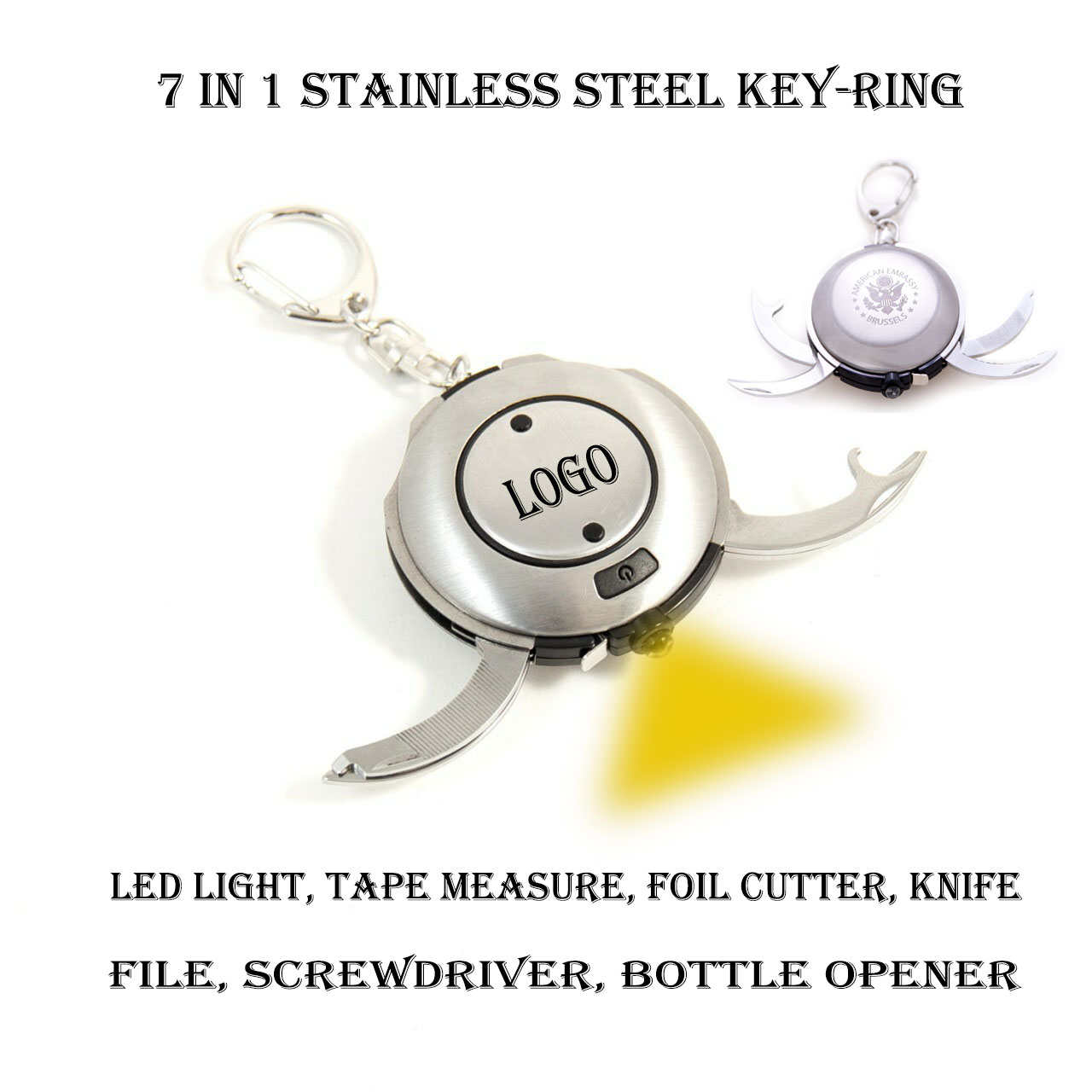 7 in 1 Multifunctional Stainless Steel Keyring 2