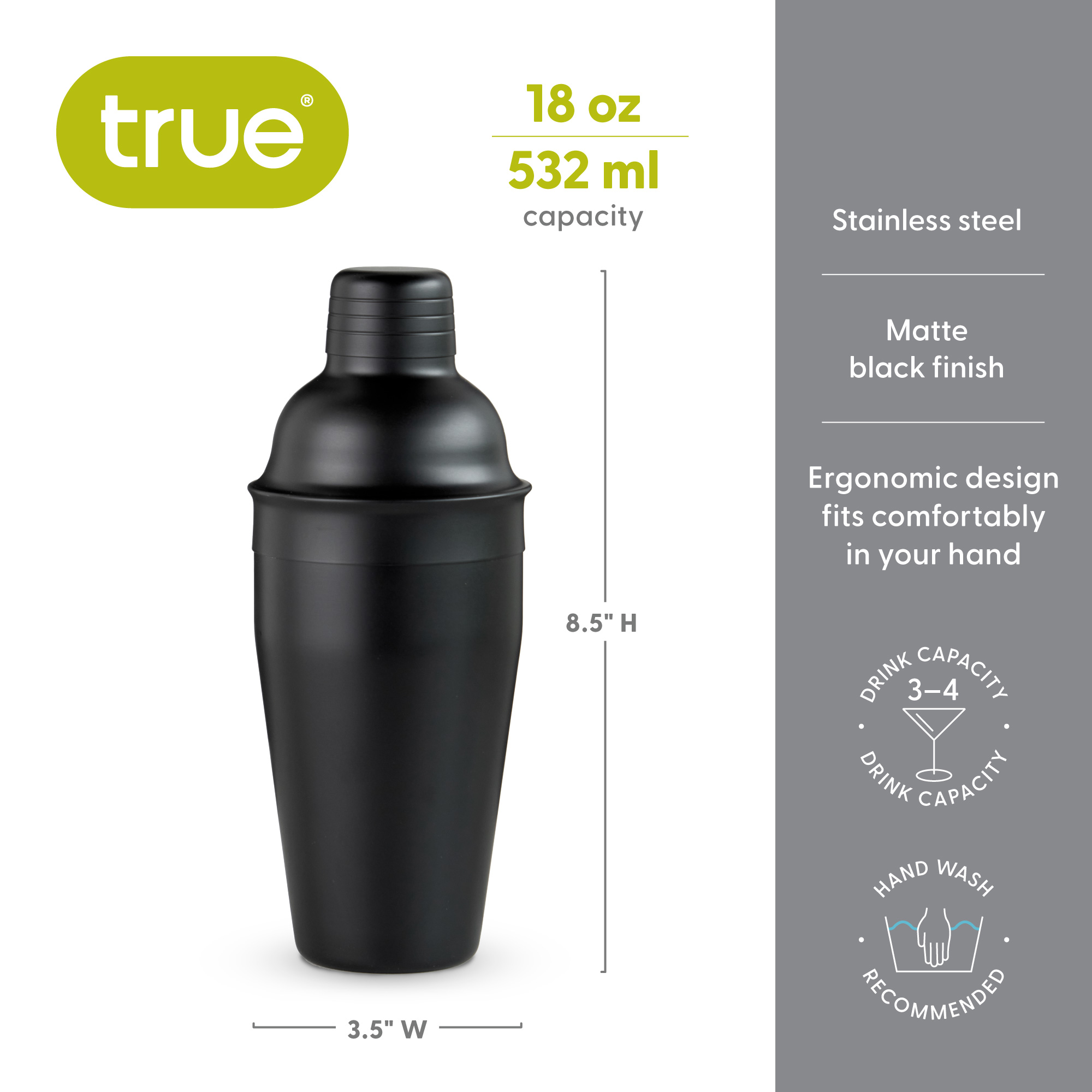 True® Ash 18oz Cocktail Shaker 3