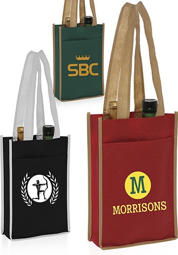 Two Bottle Non-Woven Wine Bags - 7"W x 11"H 2