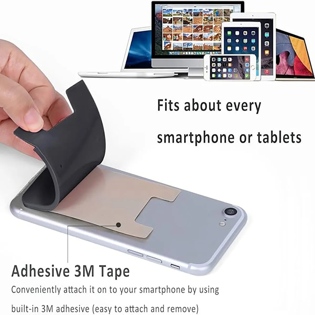 With Ring Stand Stick On Cell Phone Slim Leather Wallet 4