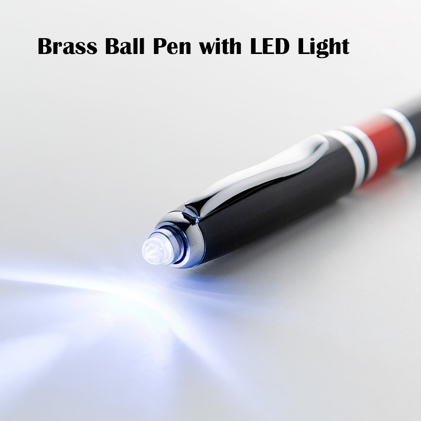 Tip twist brass ballpoint pen with clicker LED light 1