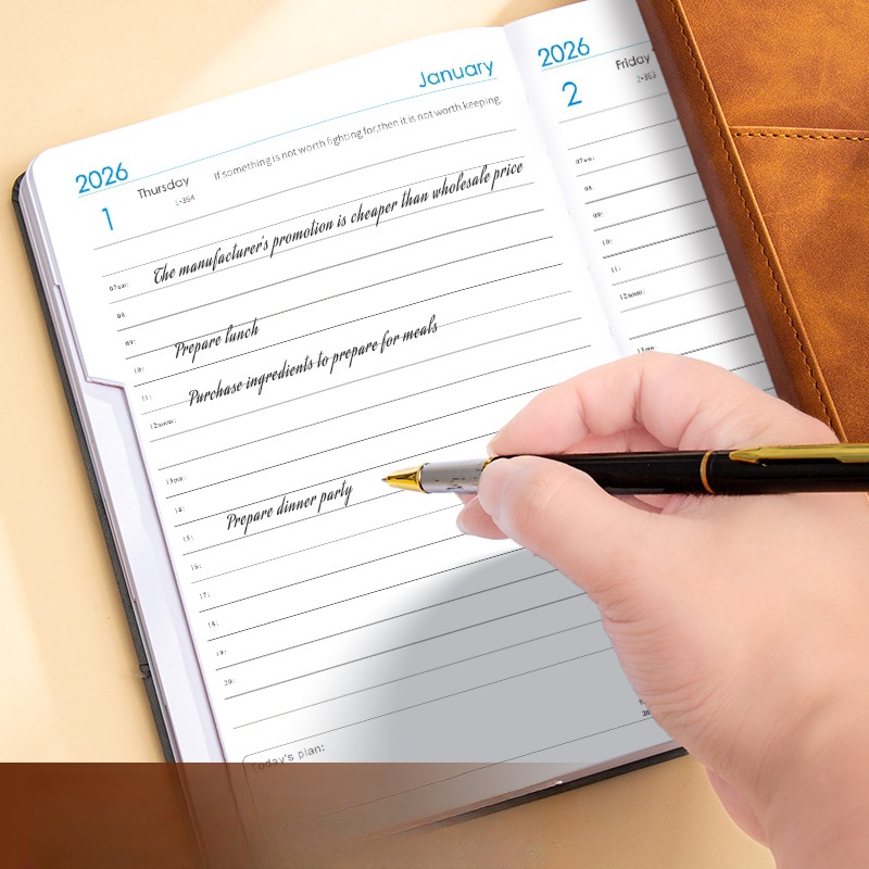 2026 A5 Daily Planner Notebook with Pocket PU Schedule Book Calendar 11
