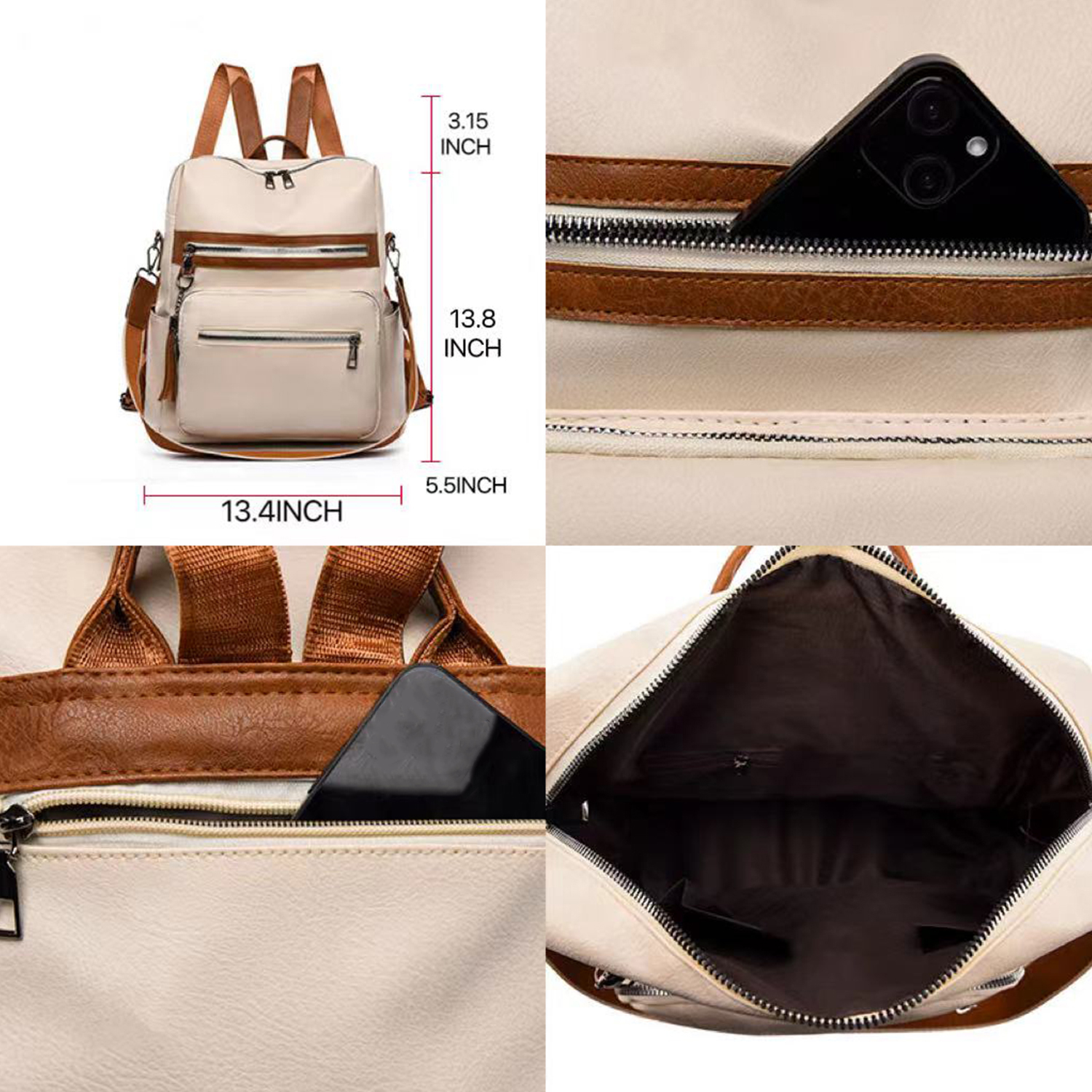 Womens Purse PU Leather Large Travel Backpack 2