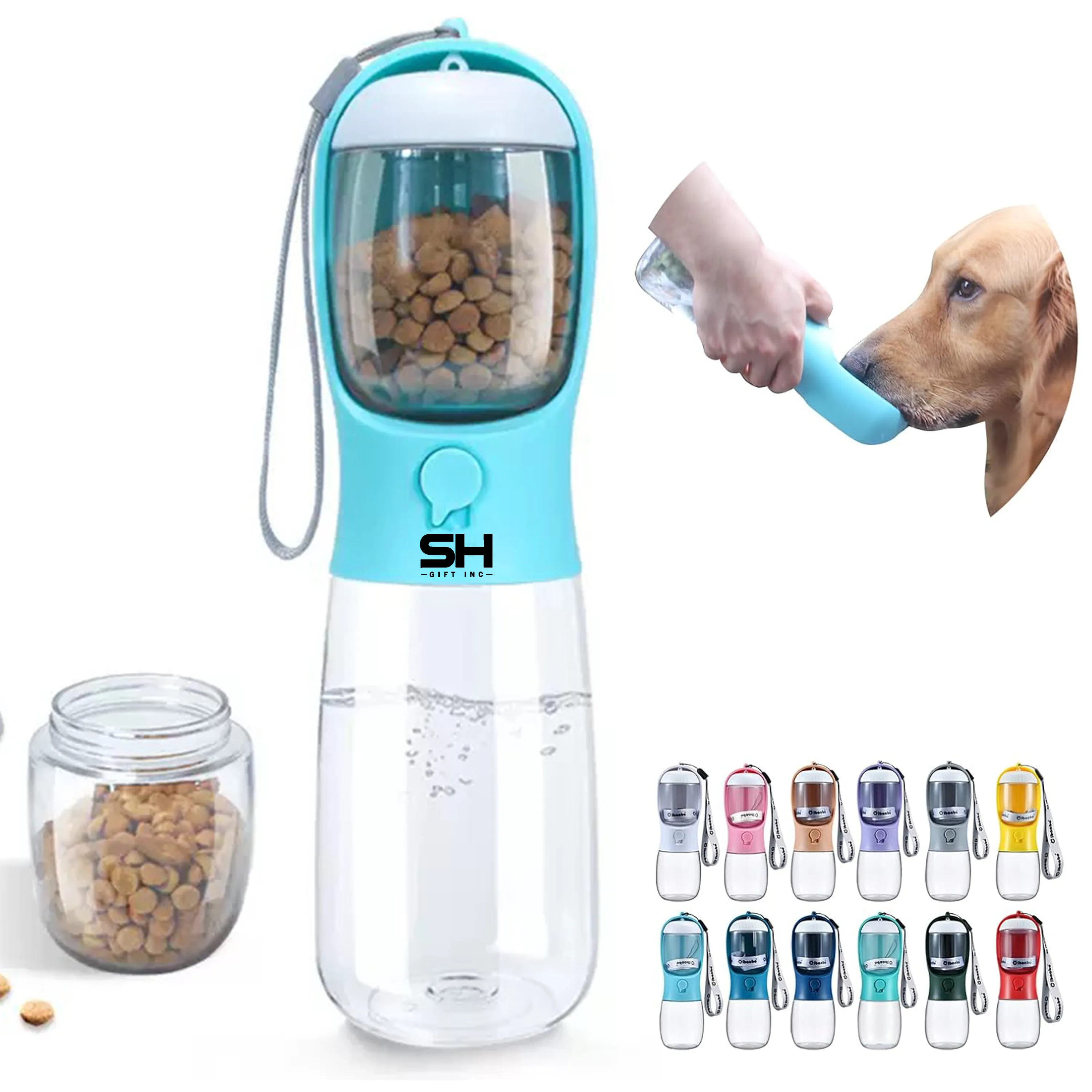 13oz Dog Water Bottle with Food Container 2