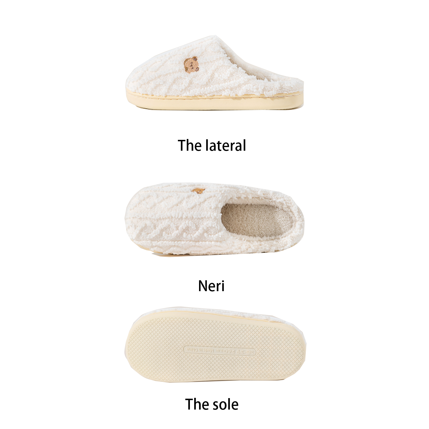 Cute Bear Print Plush Winter Slippers 7