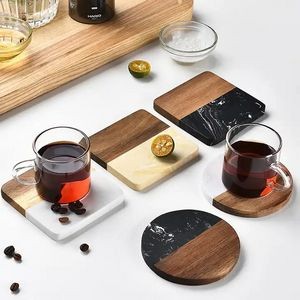 Marble and Wooden coaster Placemat Round Shape Coaster 5