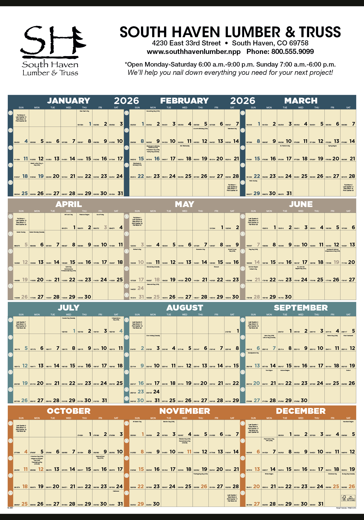 Triumph® Calendars Time Management Span-A-Year (Non-Laminated) Calendar 9