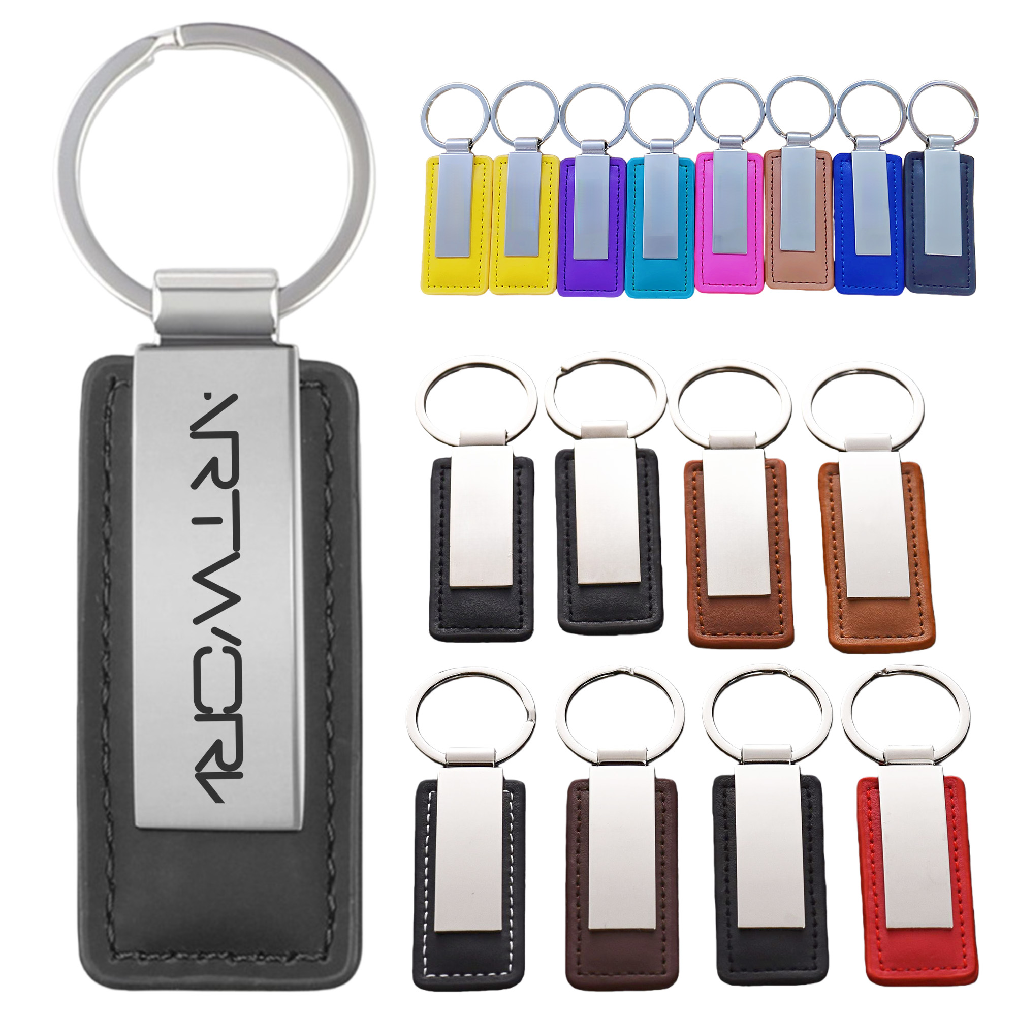 Metal and PU Leather Keychain 2