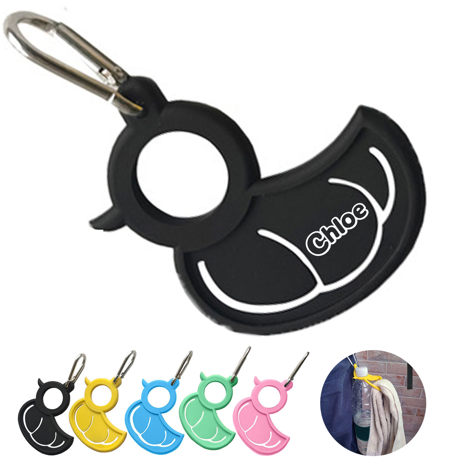 Silicone Bottle Clips w/ Carabiner