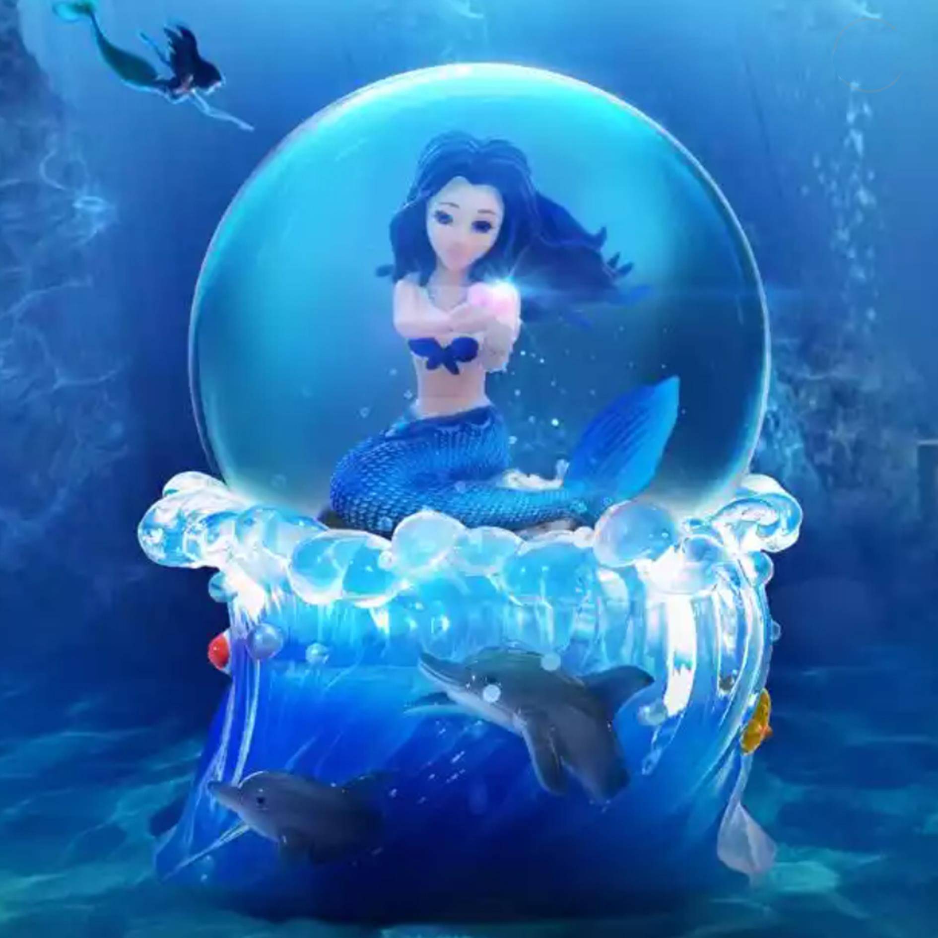 Mermaid Music Box Crystal Snow Globe 2