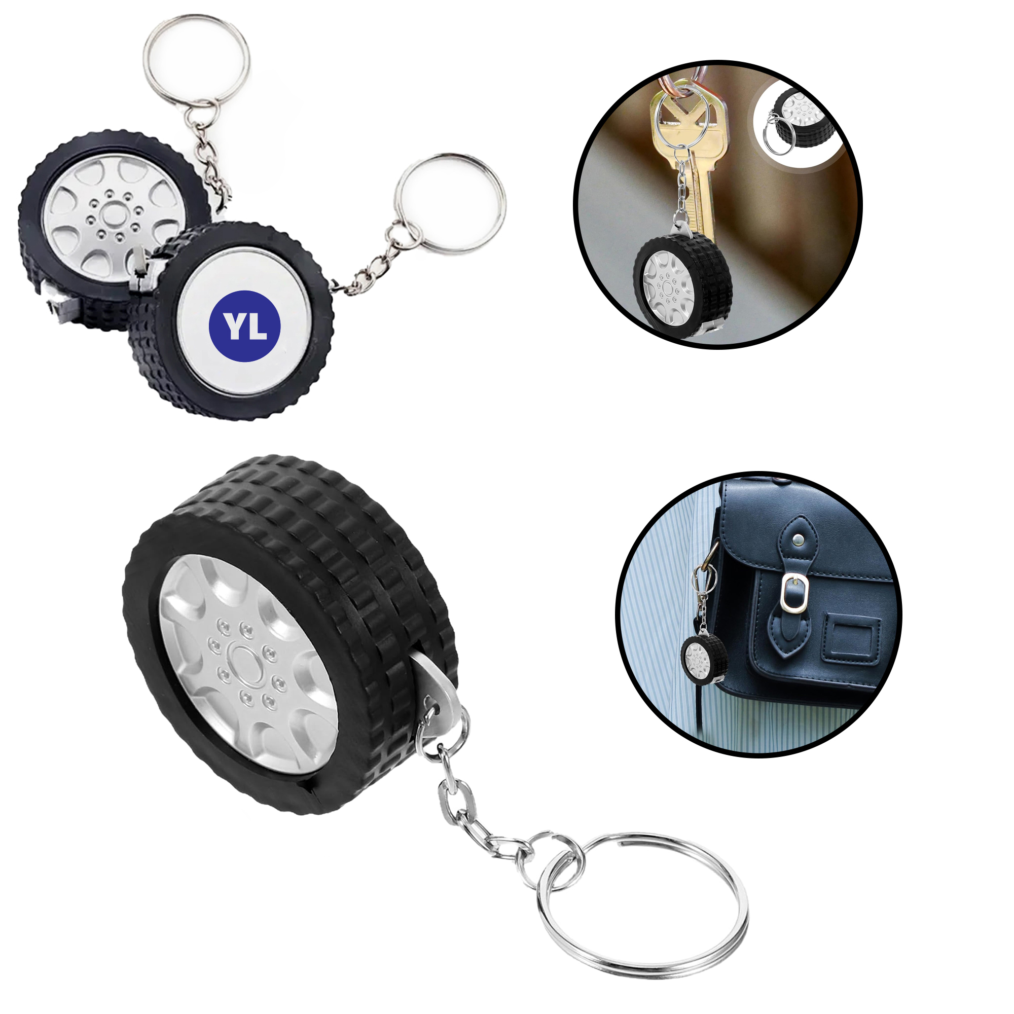 Portable Tire Mini Tape Measure Keychain for Keys 2