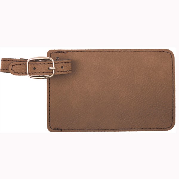 Leatherette Luggage Tag - Dark Brown Screen Imprinted 2