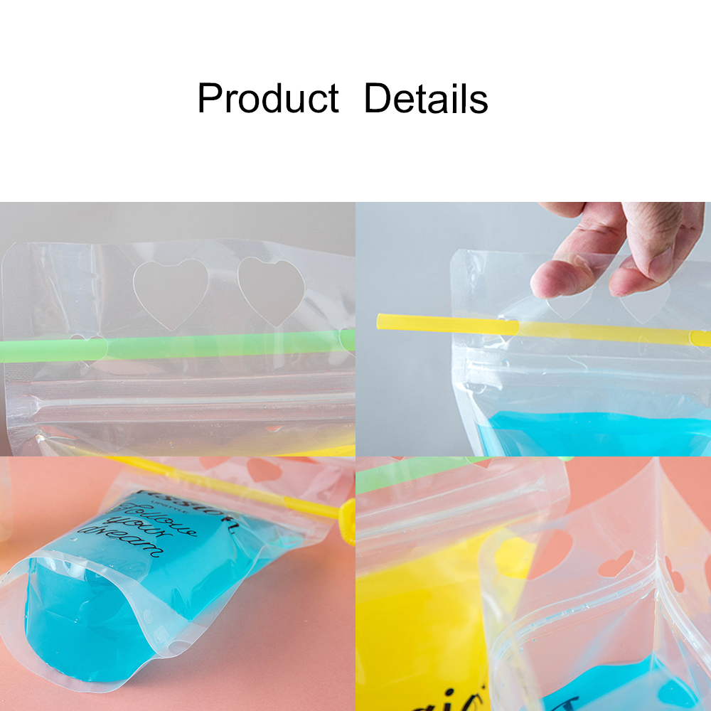 Hand-held Translucent Stand-up Plastic Pouch Bag Drinking Bag 7