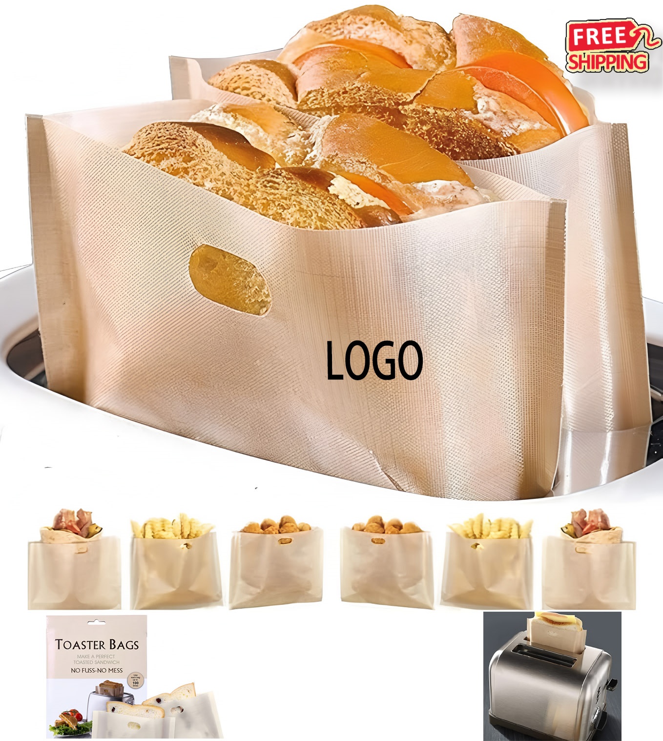 Custom Reusable Toaster Bags for Grilled Cheese Sandwich Non Stick Heat Resistant Bulk Wholesale 9