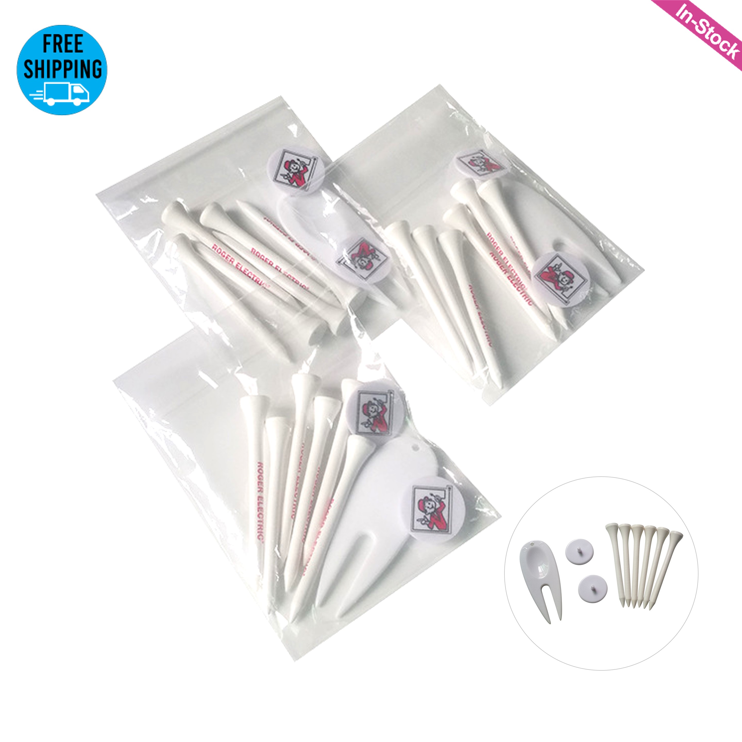 Combo Golf Pack of 6 Tees, 2 Ball Markers, 1 Divot Tool 4