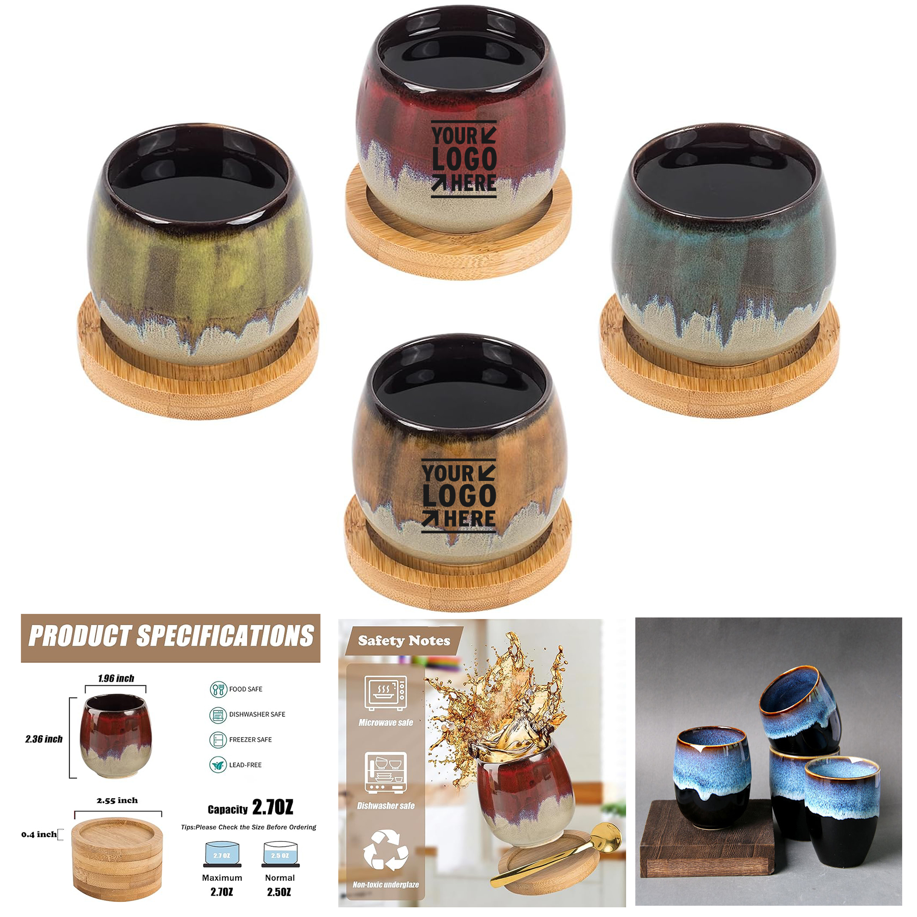 2.7 OZ Small Demitasse Hand-painted Ceramic Espresso Coffee Japanese Tea Cup Saucer 2