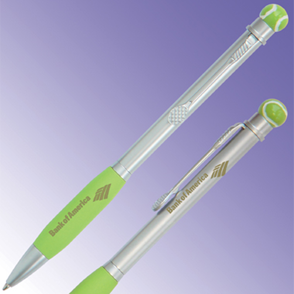 Tennis Ball Pen w / Rubberized Brass Grip. 1