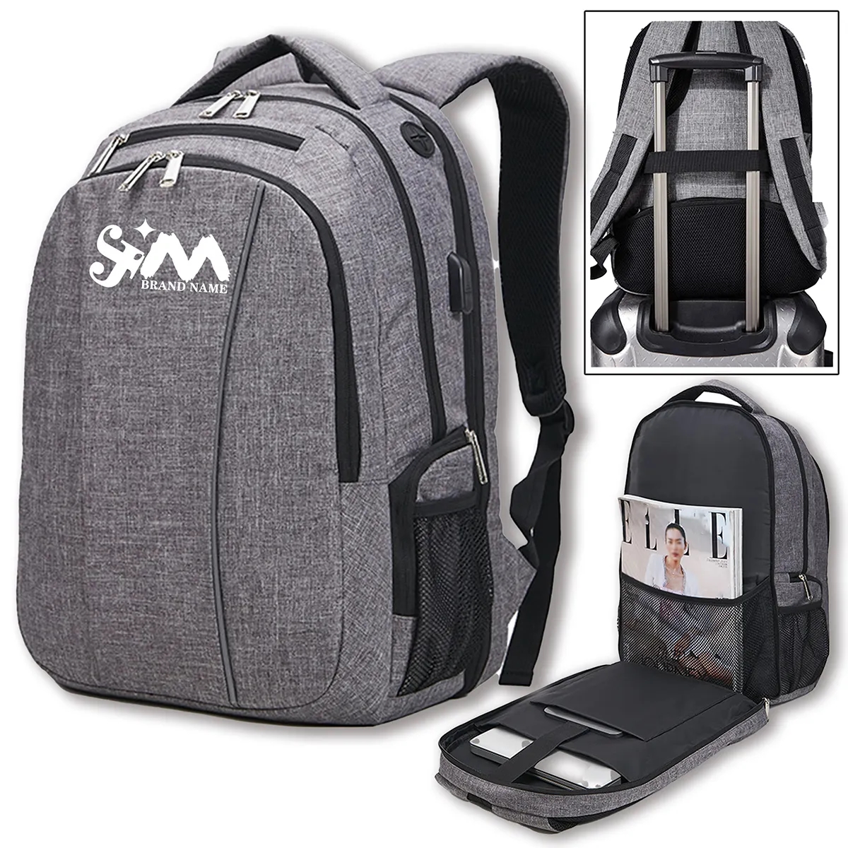 Business Hiking Travel Backpack with USB Charging Port 5