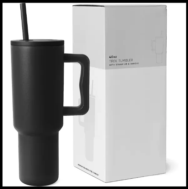 Travel Insulated 40oz Tumbler with Handle and Straw Lid 1