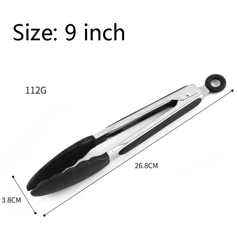 Stainless Steel BBQ and Kitchen Tongs with Silicone Tips--7inch/9inch/12inch 12