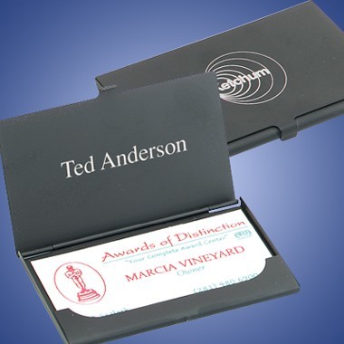 BRASS BUSINESS CARD CASE W/ MATTE BLACK FINISH 1