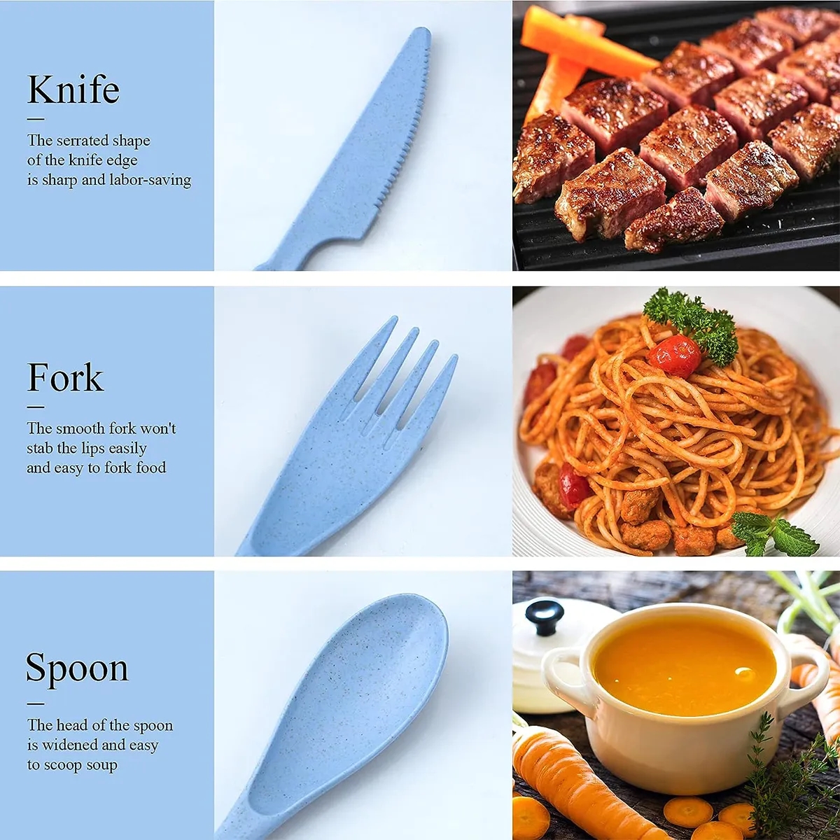 Portable Travle Wheat Straw Cutlery Kit With Case 5