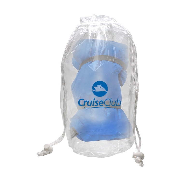 Self InflatingTtravel Pillow Inside Clear Drawstring Bag 2