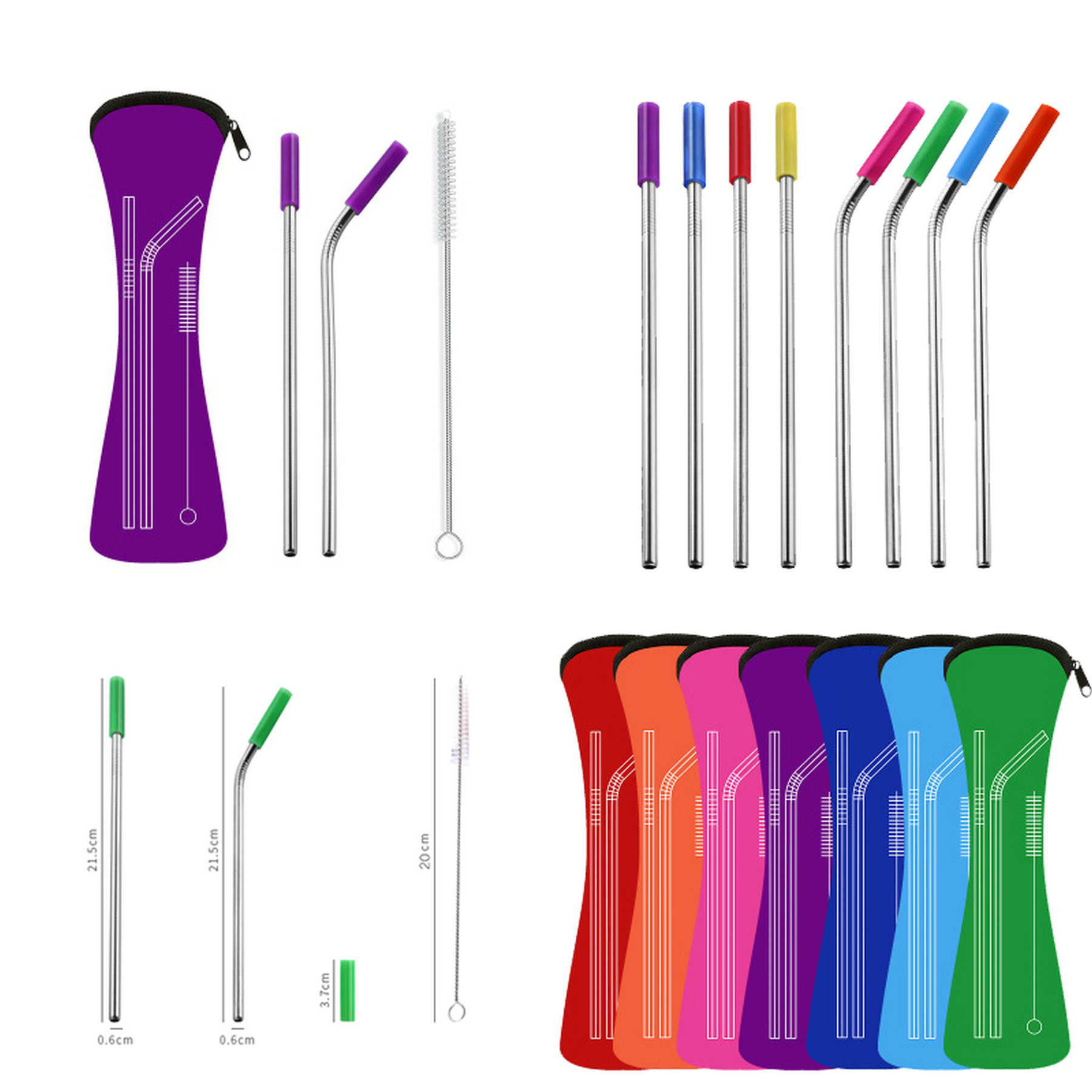 Stainless Steel Drinking Straw Set With Zipper Bag 2