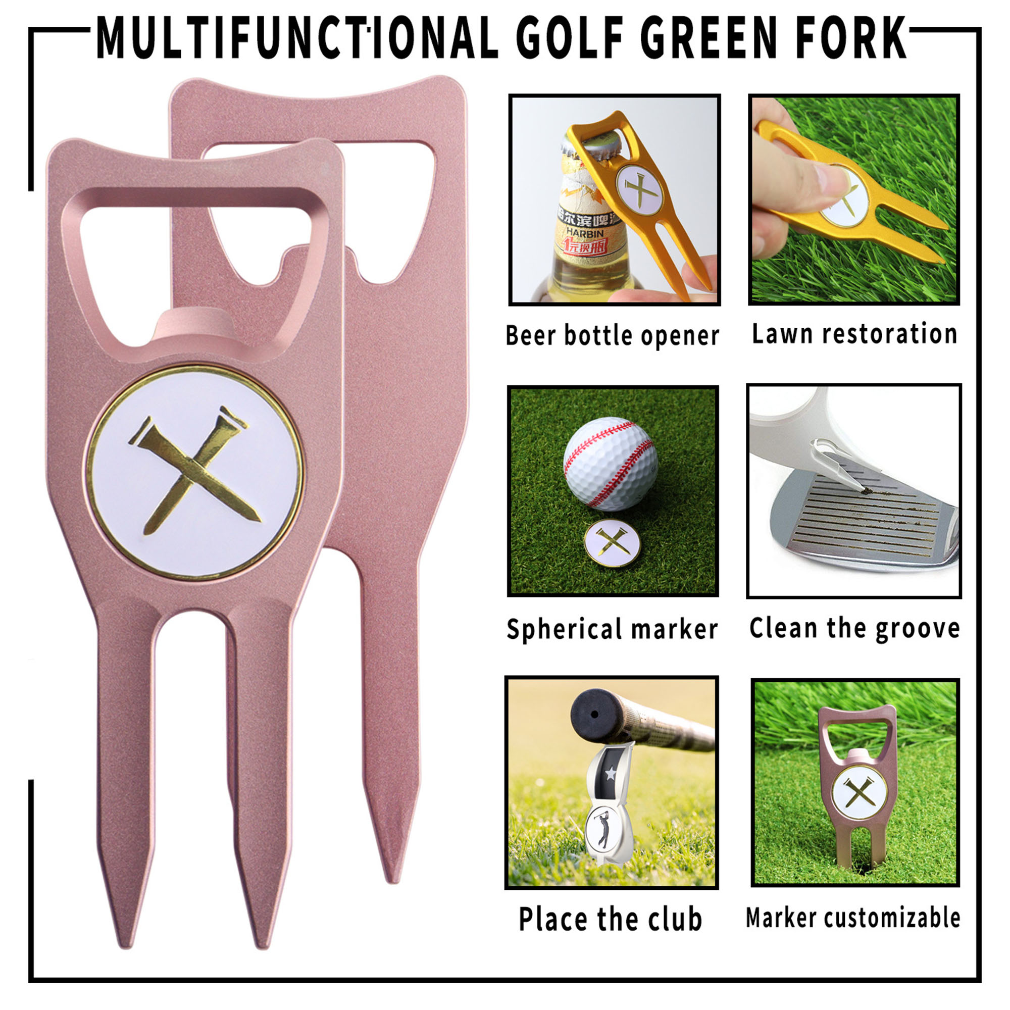 Aluminium Alloy Golf Divot Tool with Bottle Opener 7