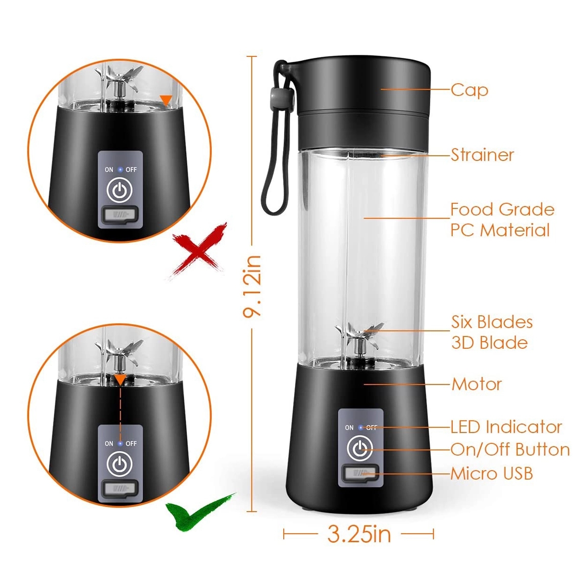 Portable Blender with Six Blades 5