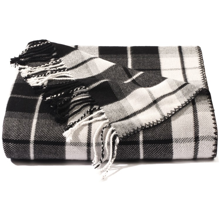 Black/White Plaid Bamboo Throw Blanket 2